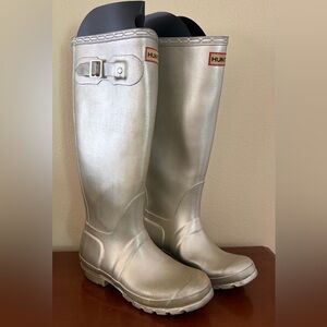 Hunter Women's Metallic Silver Rain Boots